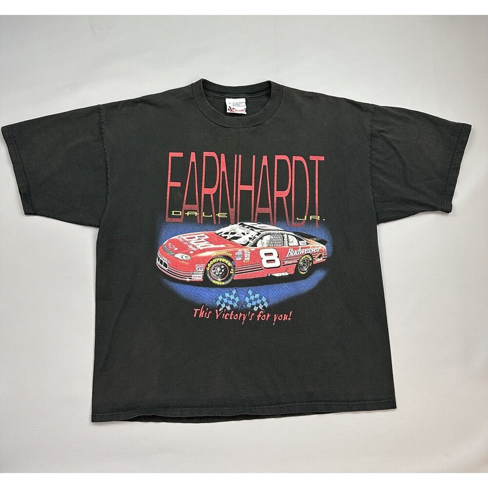 Vintage NASCAR Shirt Mens XL Black Dale Earnhardt Jr #8 Budwesier Bud Racing 90s